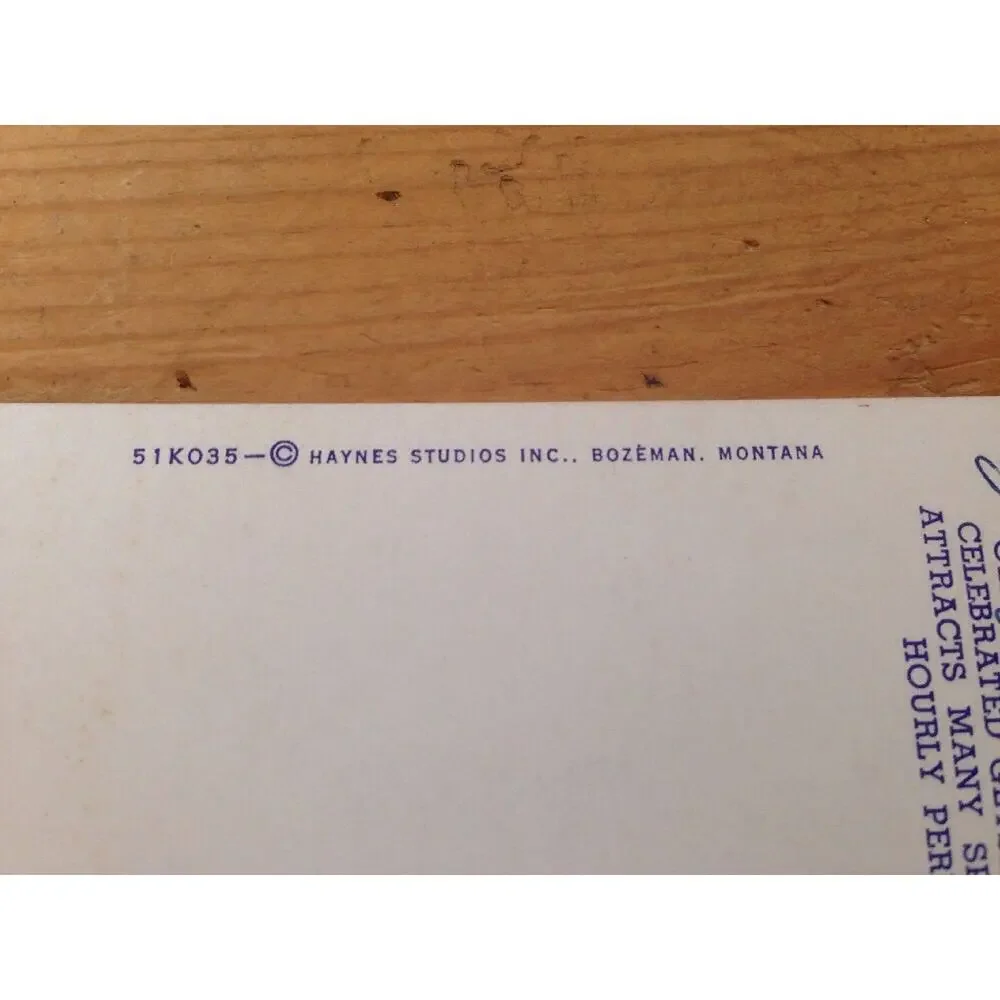 1955 Vintage WA Krueger MicroColor Unposted Postcard Old Faithful Geyser Errupt